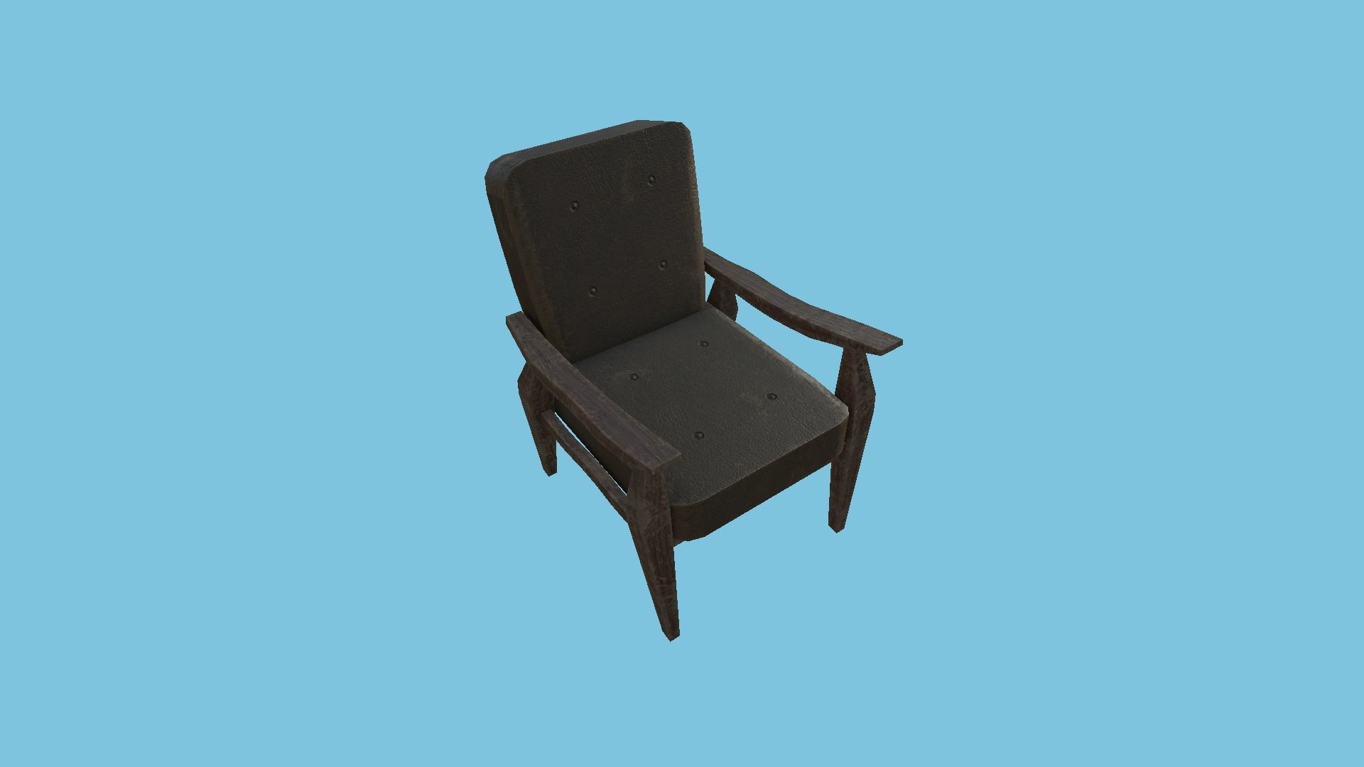 Rust Leather Armchair - Furniture Interior Design Low-poly 3D model_4