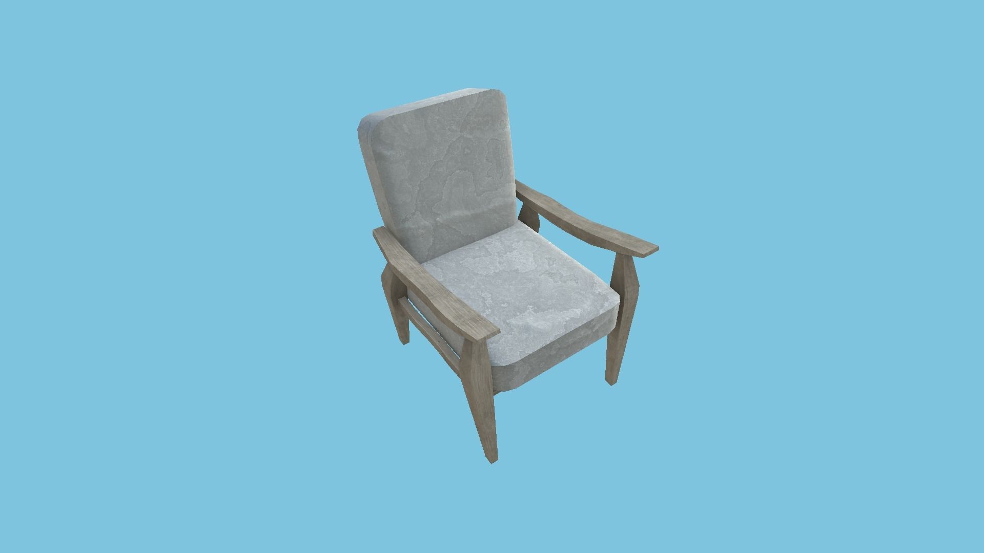 White Wood Armchair - Furniture Interior Design Low-poly 3D model_3