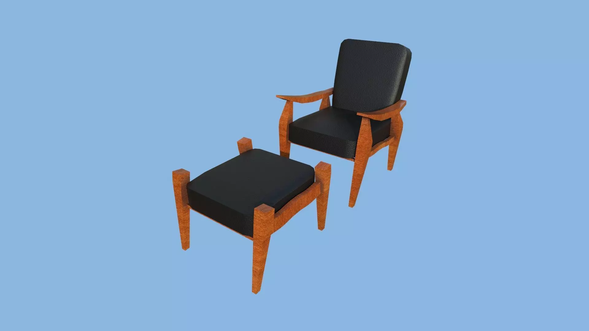 Black Wood Armchair - Furniture Interior Design Low-poly 3D model_0