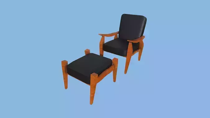 Black Wood Armchair - Furniture Interior Design Low-poly 3D model