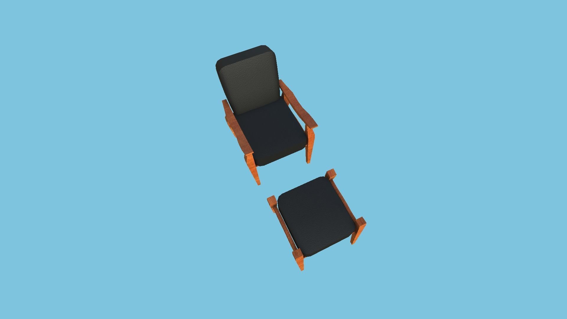 Black Wood Armchair - Furniture Interior Design Low-poly 3D model_2