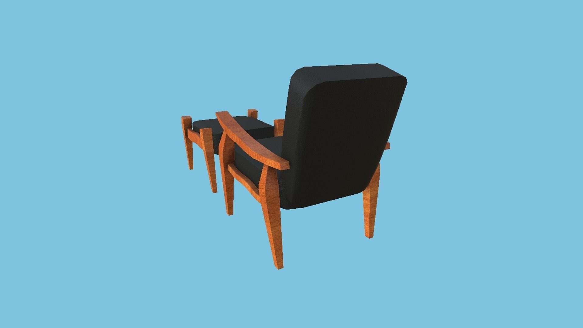 Black Wood Armchair - Furniture Interior Design Low-poly 3D model_3