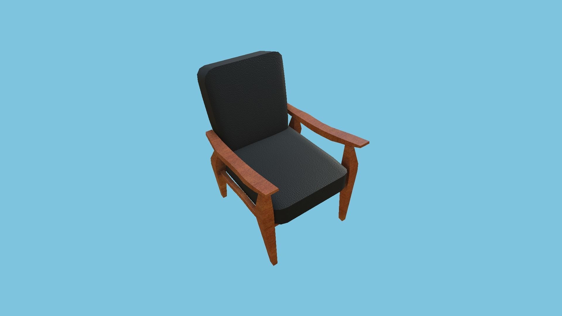 Black Wood Armchair - Furniture Interior Design Low-poly 3D model_4