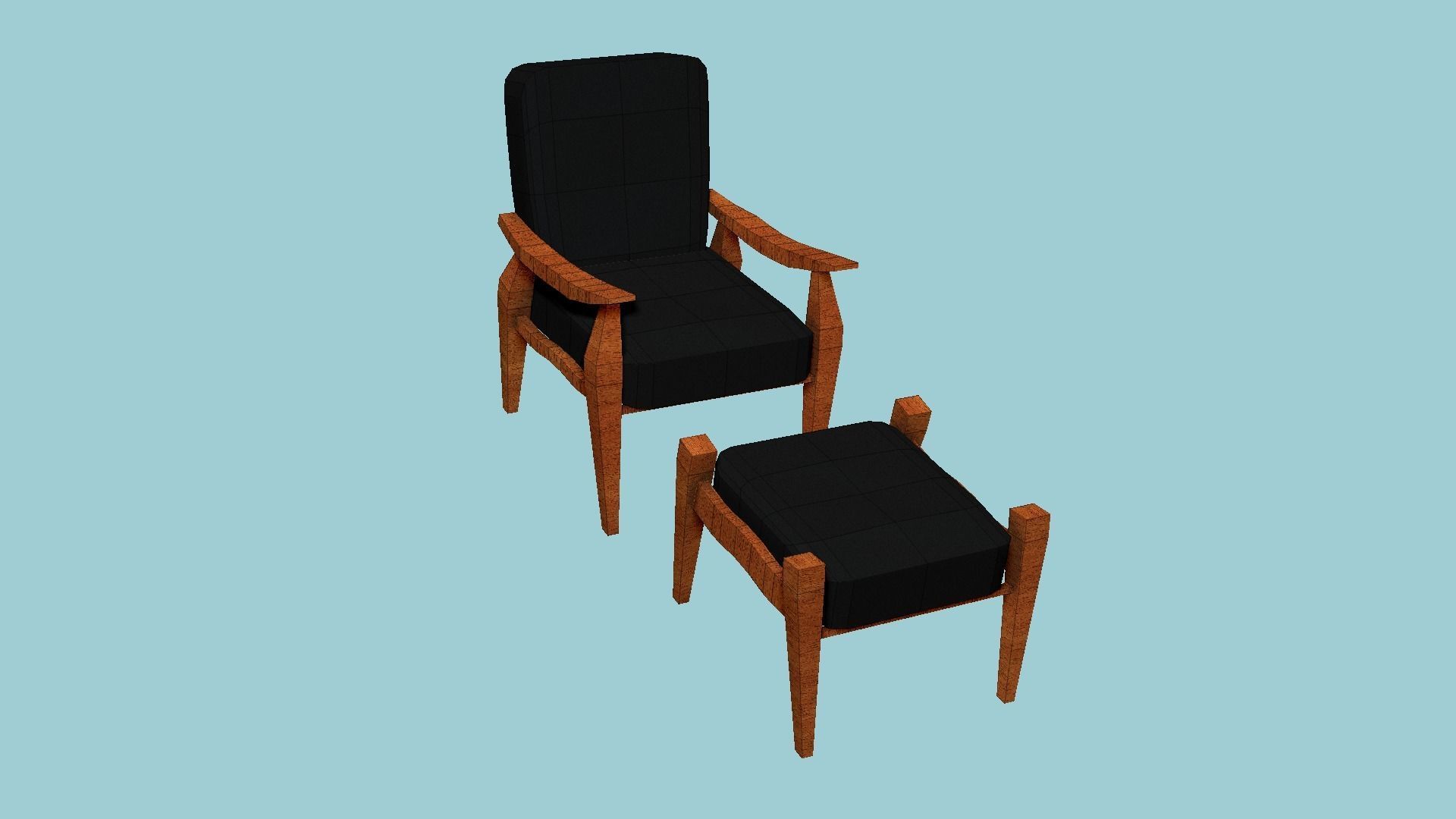 Black Wood Armchair - Furniture Interior Design Low-poly 3D model_6