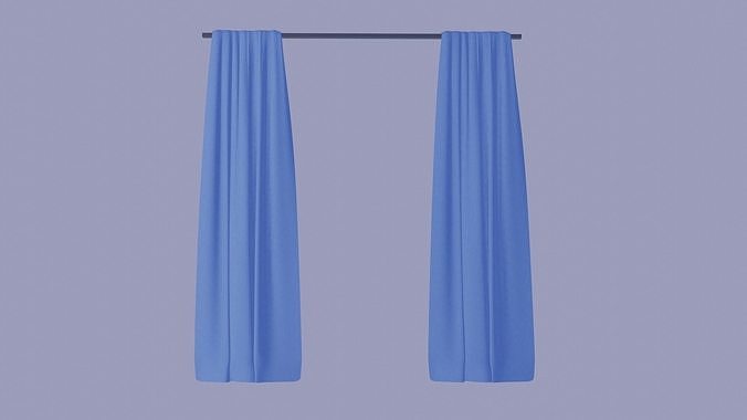 Curtains blue 3D model