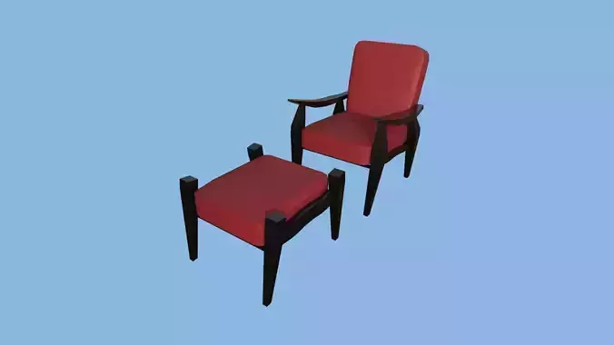 Red Leather Armchair - Furniture Interior Design Low-poly 3D model