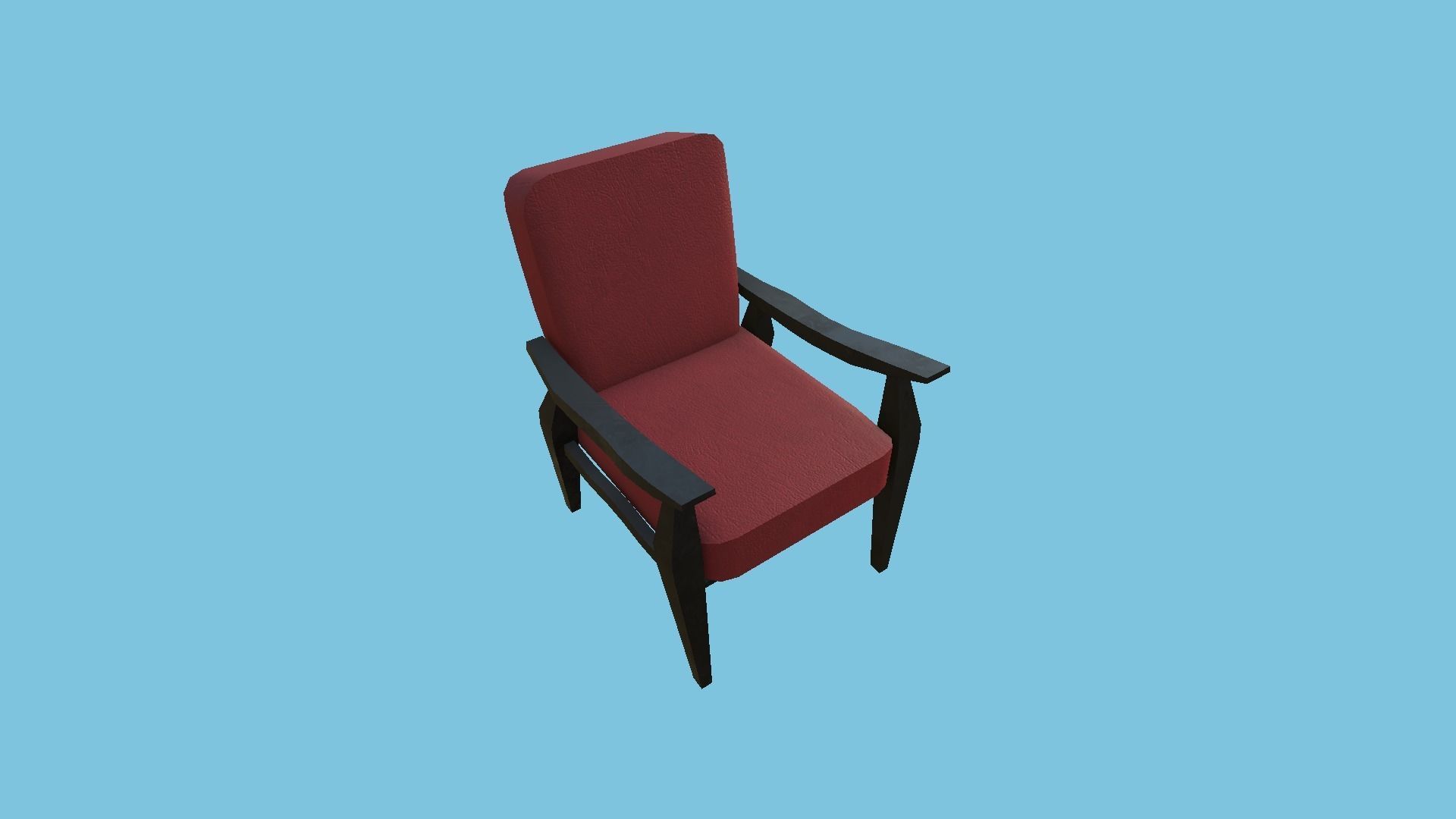 Red Leather Armchair - Furniture Interior Design Low-poly 3D model_4