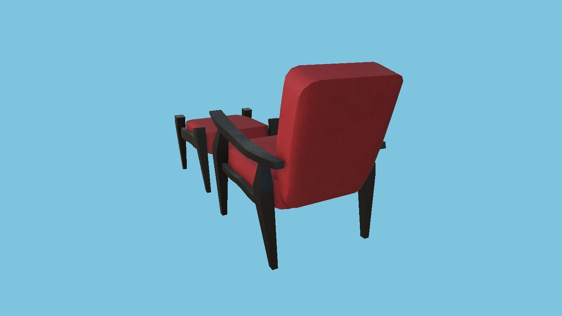 Red Leather Armchair - Furniture Interior Design Low-poly 3D model_3
