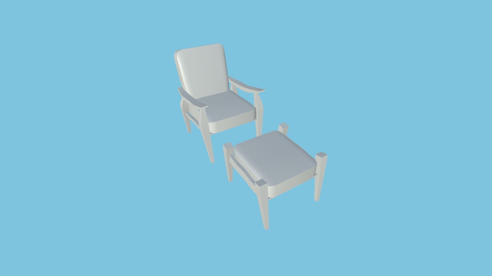 Yellow Wood Armchair - Furniture Interior Design Low-poly 3D model_7