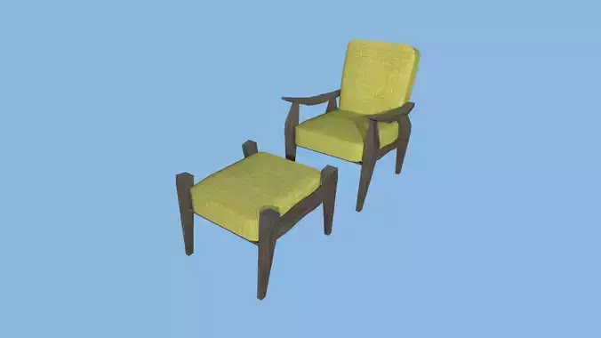 Yellow Wood Armchair - Furniture Interior Design Low-poly 3D model