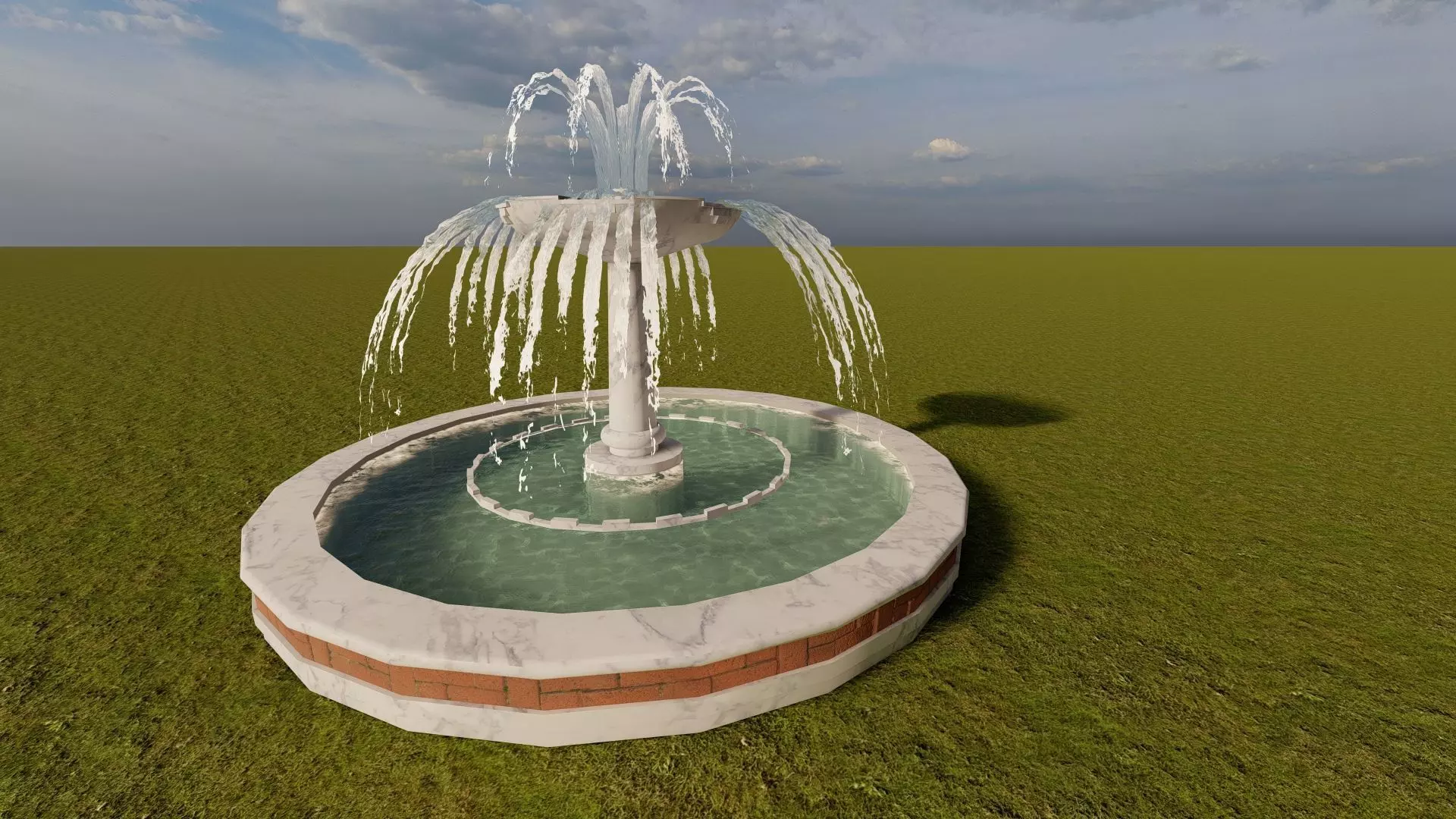 fountain in middle of grassy field Free 3D model