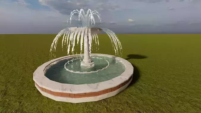 fountain in middle of grassy field Free 3D model