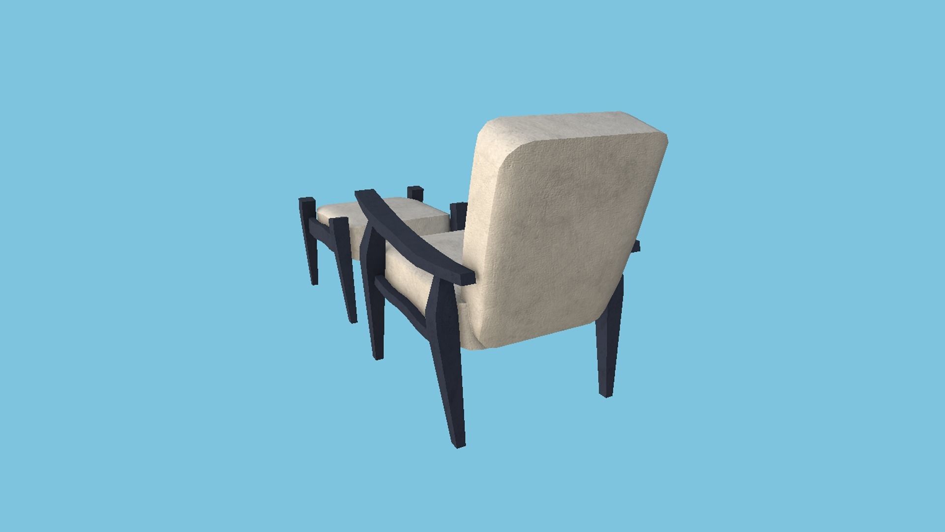 White Blue Armchair - Furniture Interior Design Low-poly 3D model_3