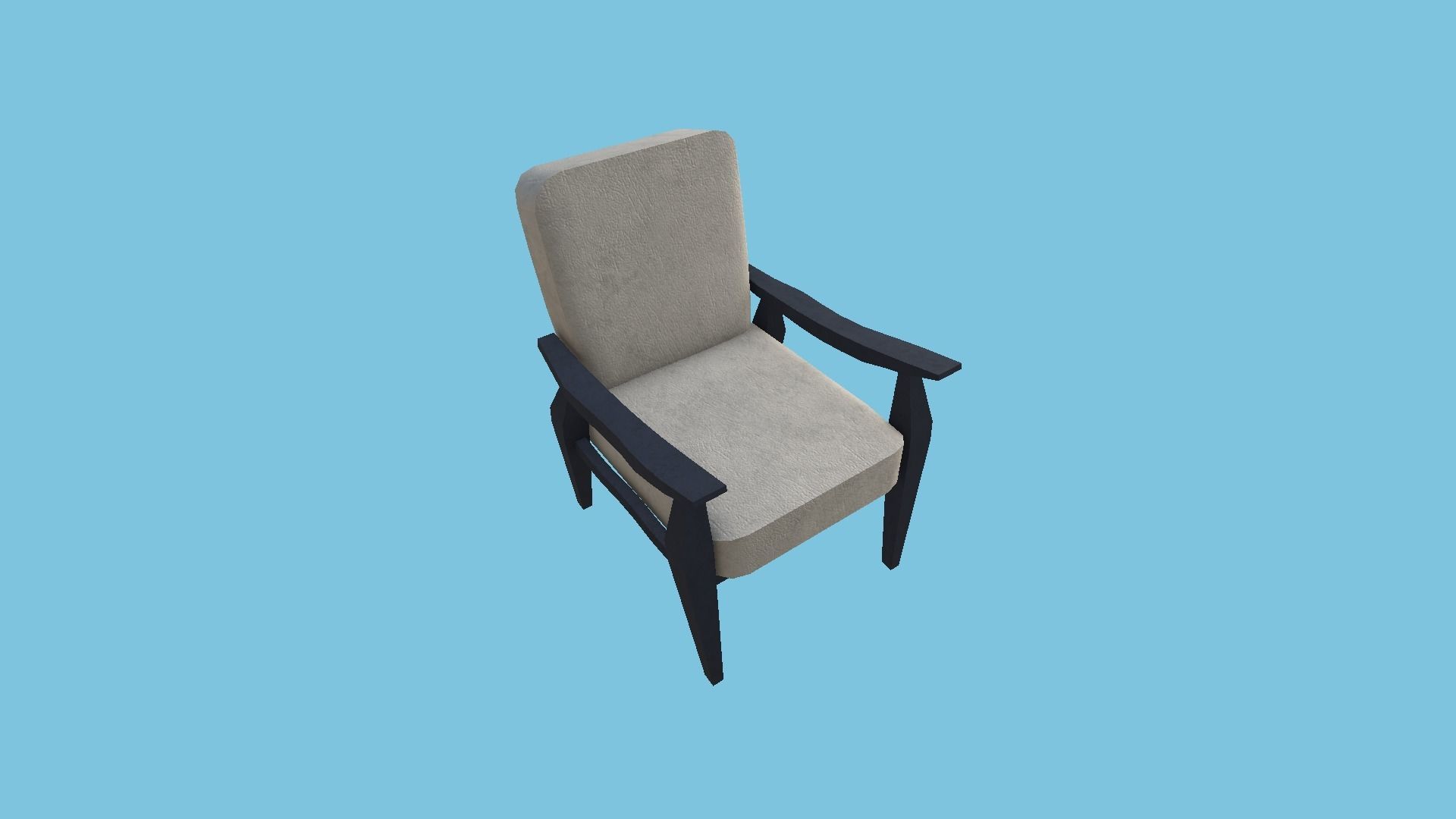 White Blue Armchair - Furniture Interior Design Low-poly 3D model_4
