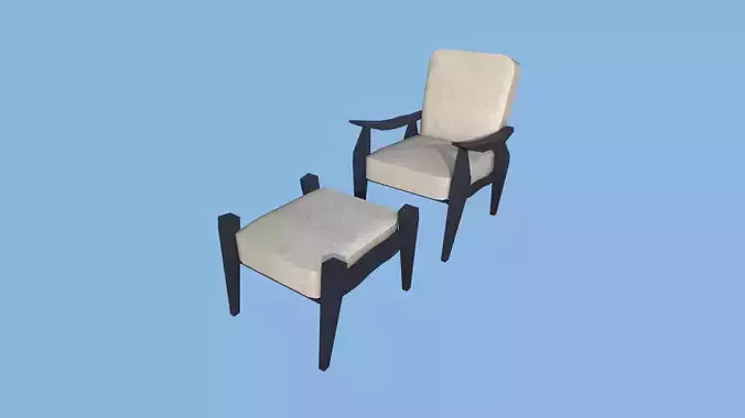 White Blue Armchair - Furniture Interior Design Low-poly 3D model