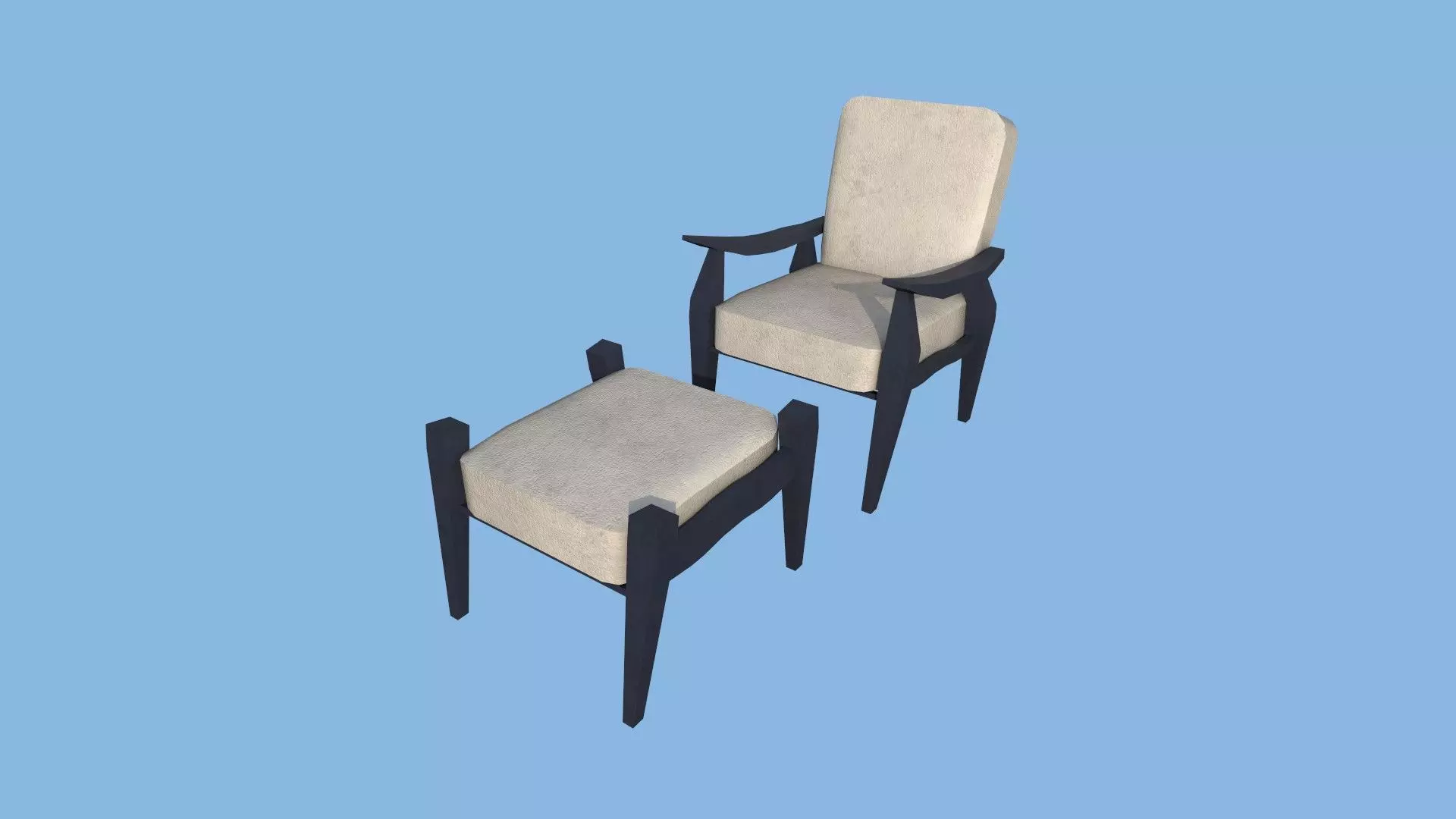 White Blue Armchair - Furniture Interior Design Low-poly 3D model_0
