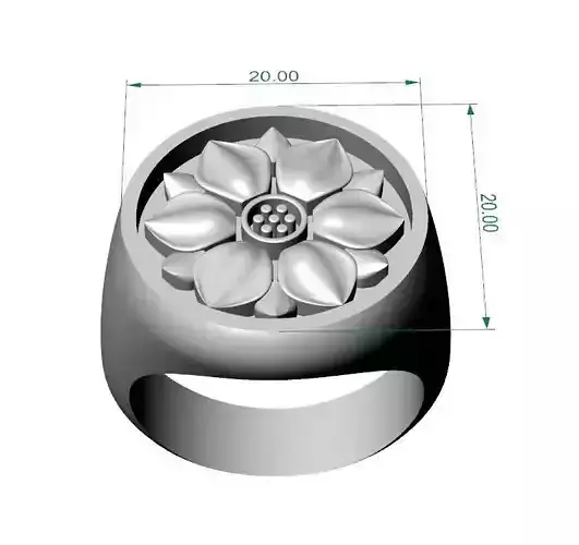 Traditional Accessory Lotus Flower Signet Ring Lotus Pattern