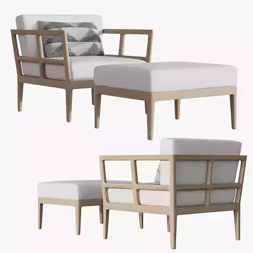 RH LAUREL TEAK LOUNGE CHAIR