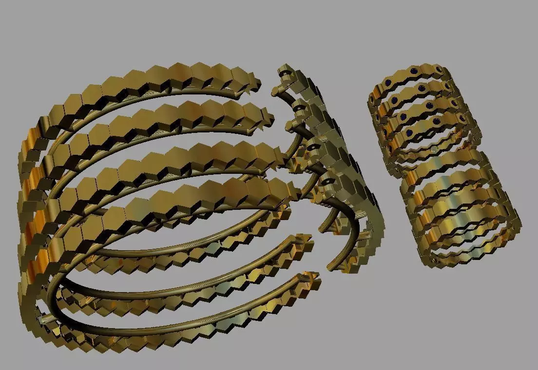 Honeycomb bracelet and ring 3D print model_0