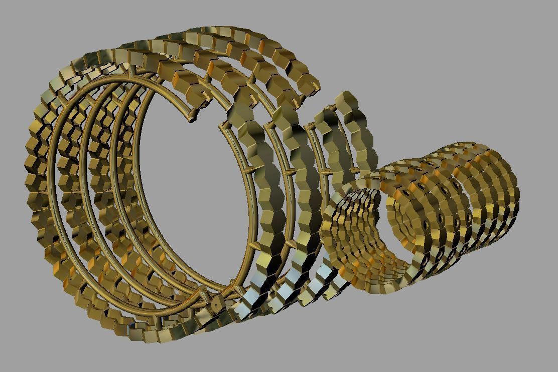 Honeycomb bracelet and ring 3D print model_2