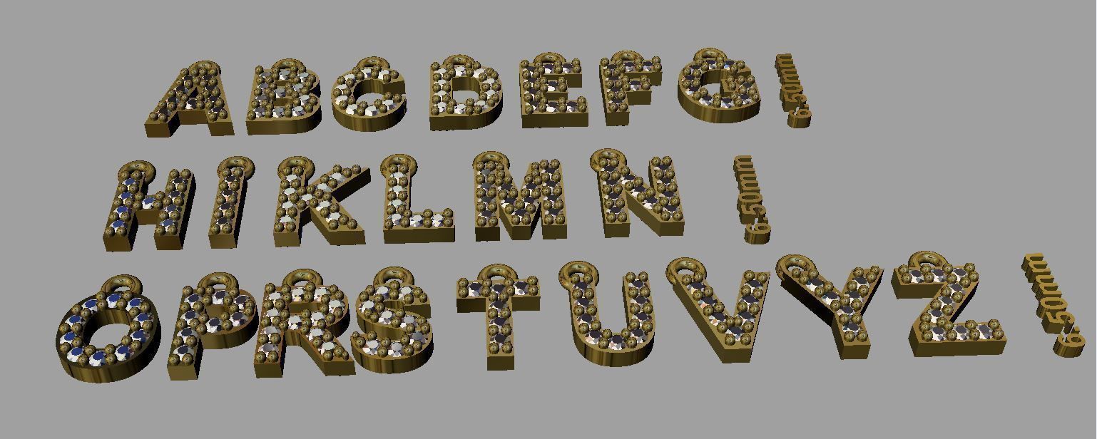 mini alphabet gem 3D print model_3