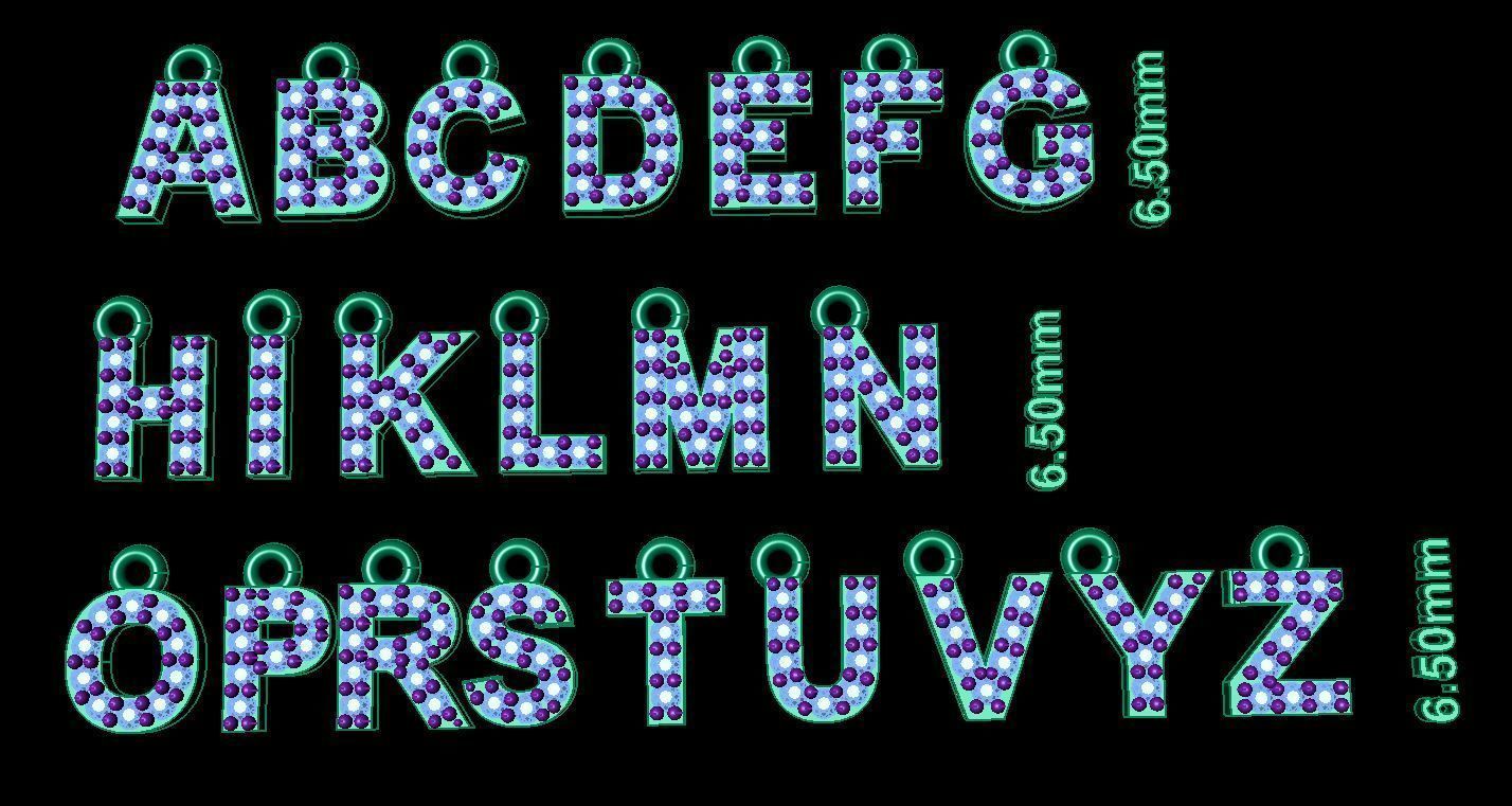 mini alphabet gem 3D print model_1