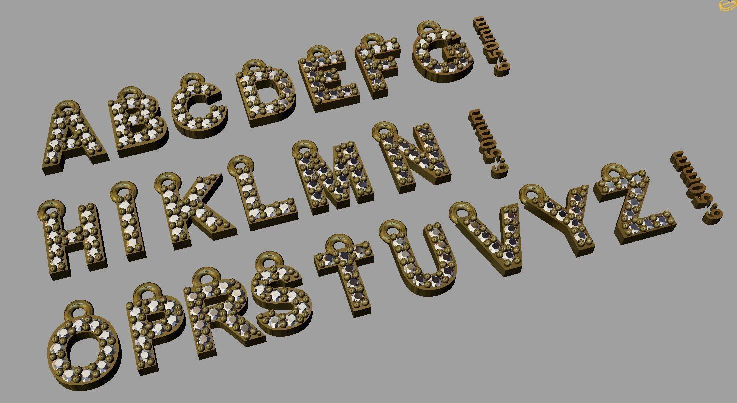 mini alphabet gem 3D print model_2