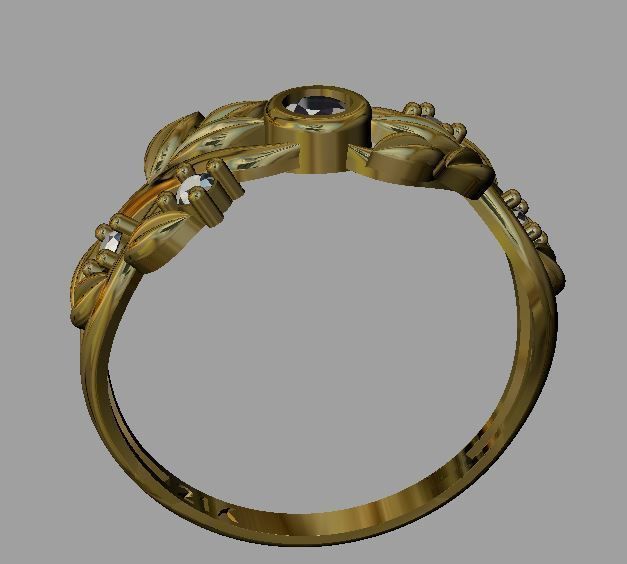 leaf ring 3D print model_3