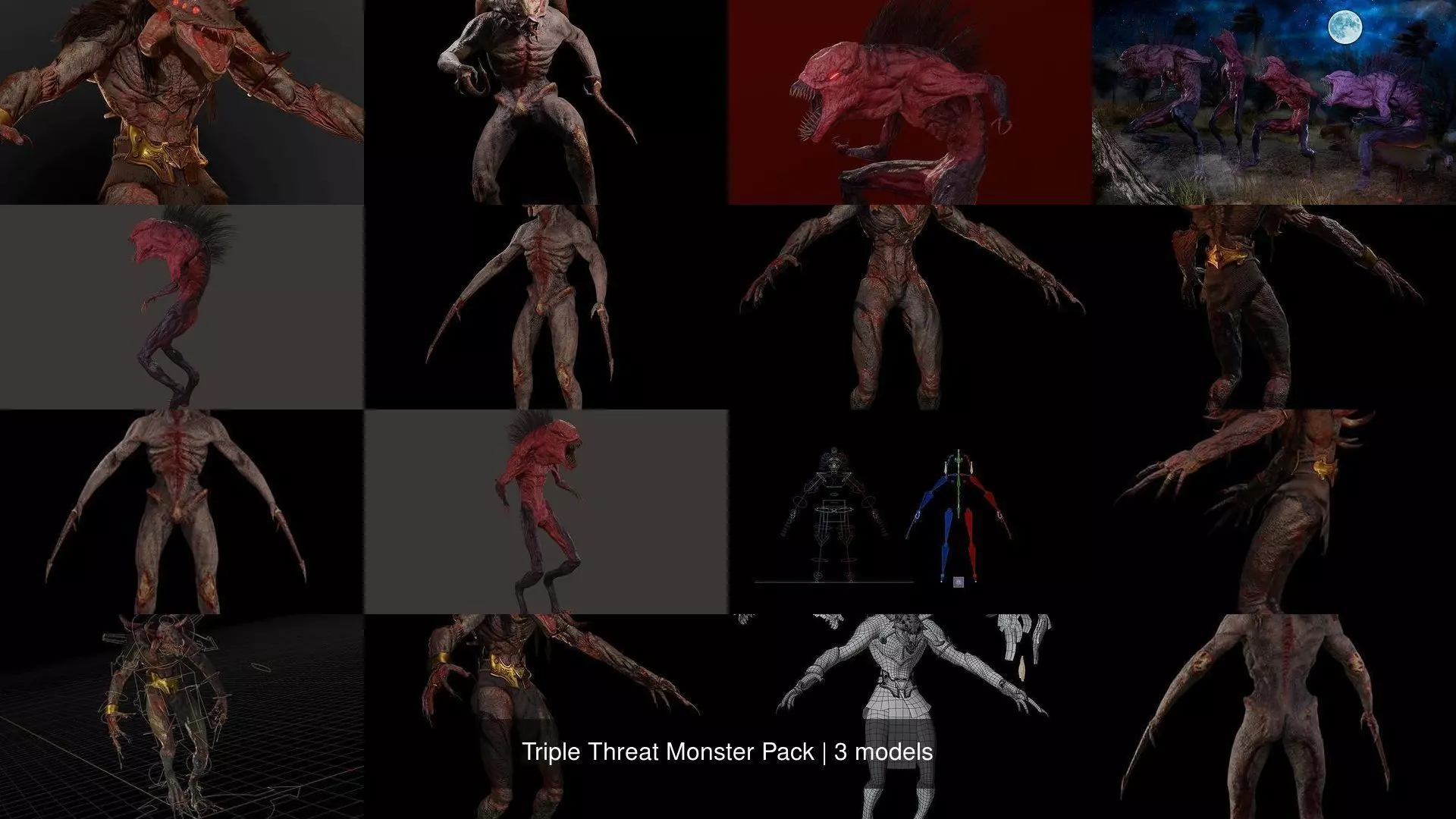 Triple Threat Monster Pack 3D Model Collection_6