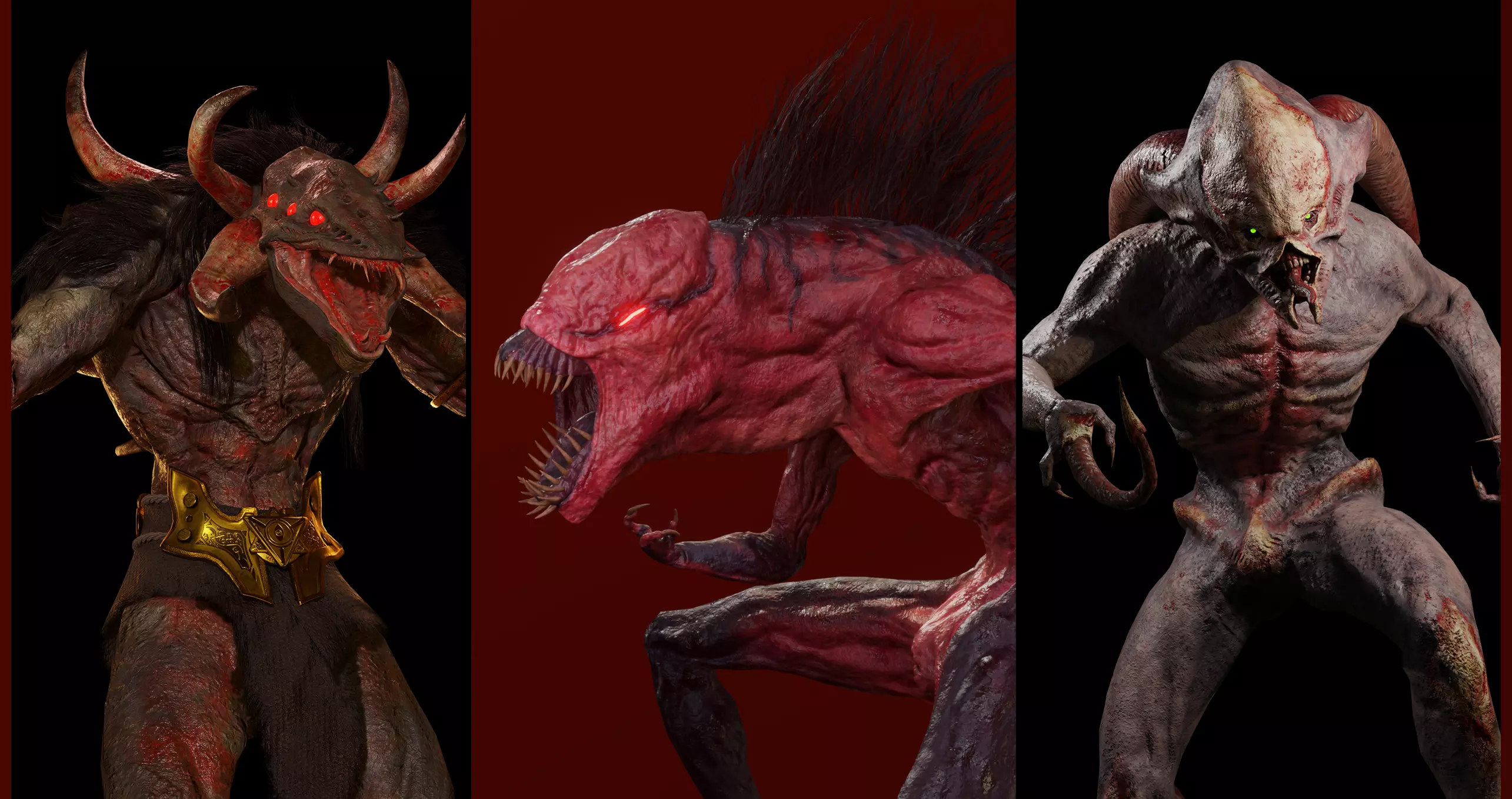 Triple Threat Monster Pack 3D Model Collection_0