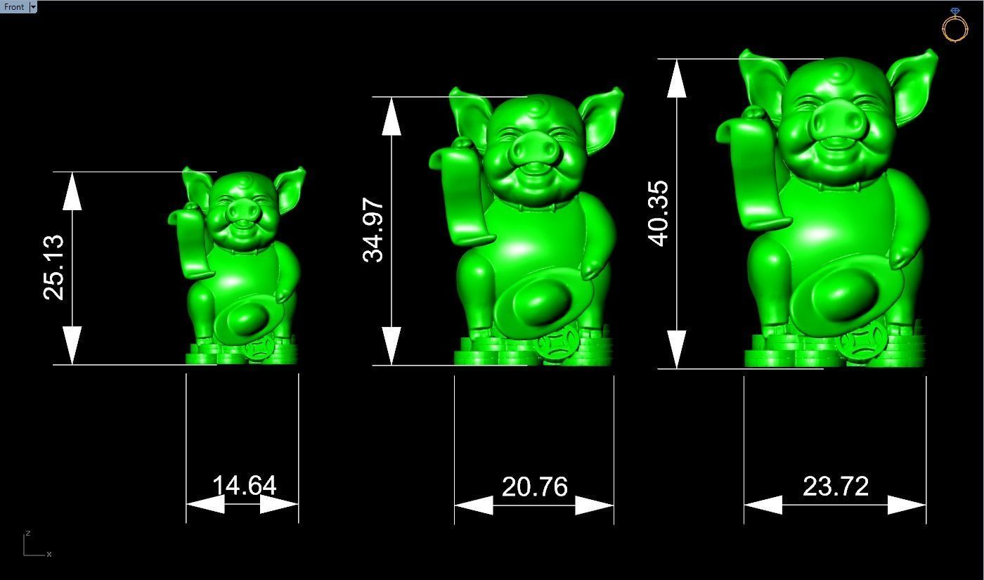 Pig souvenir jewelry - Pig statue  3D print model_4