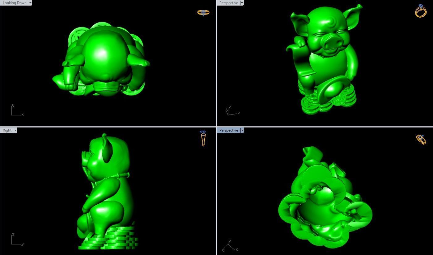 Pig souvenir jewelry - Pig statue  3D print model_3