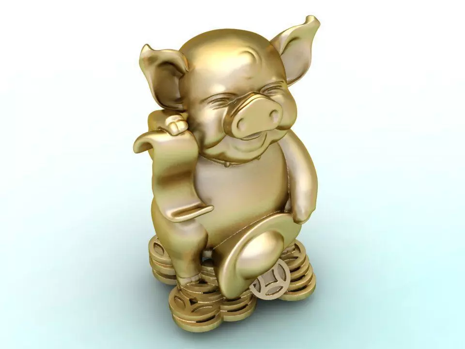 Pig souvenir jewelry - Pig statue  3D print model_0