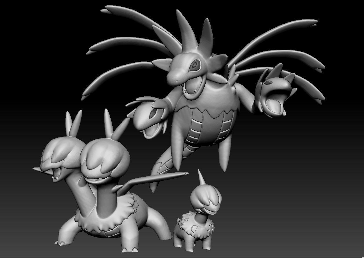 Pokemon Deino Zweilous Hydreigon 3D print model_2