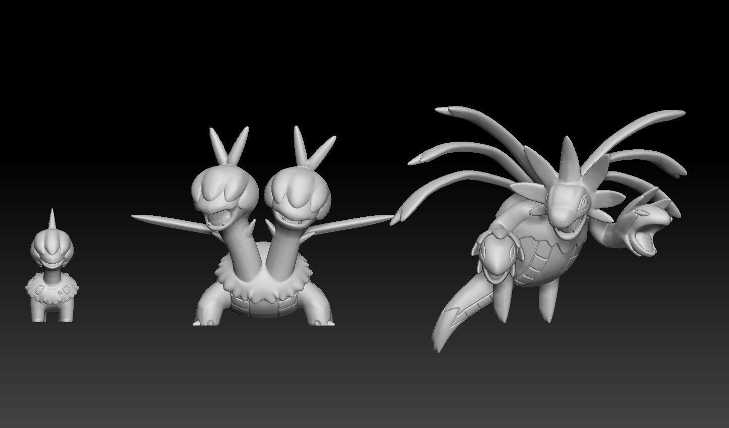 Pokemon Deino Zweilous Hydreigon 3D print model_1