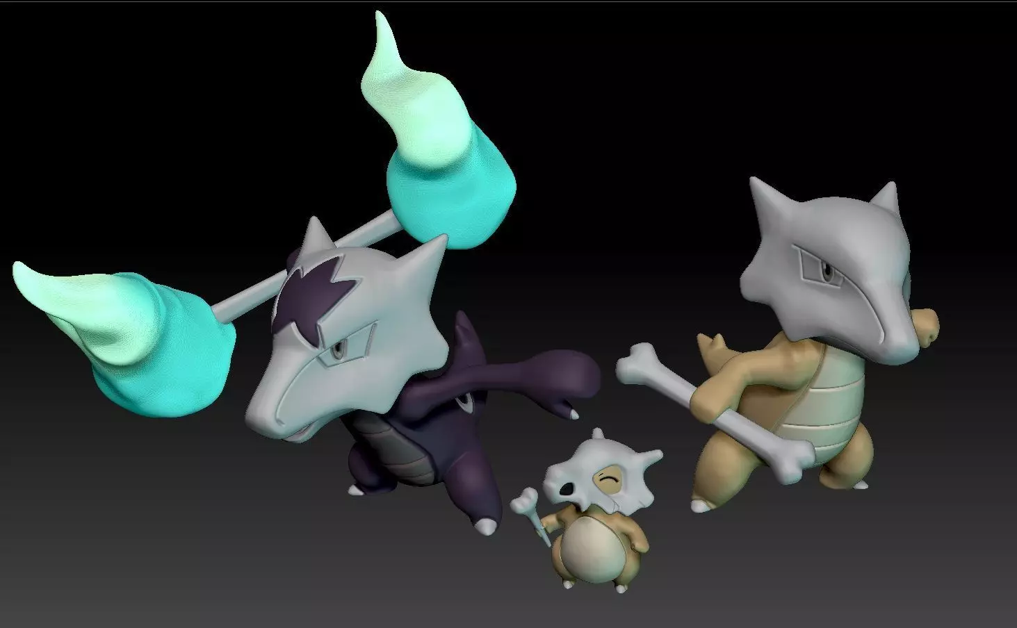 Pokemon Cubone Marowak - Alolan included 3D print model_0