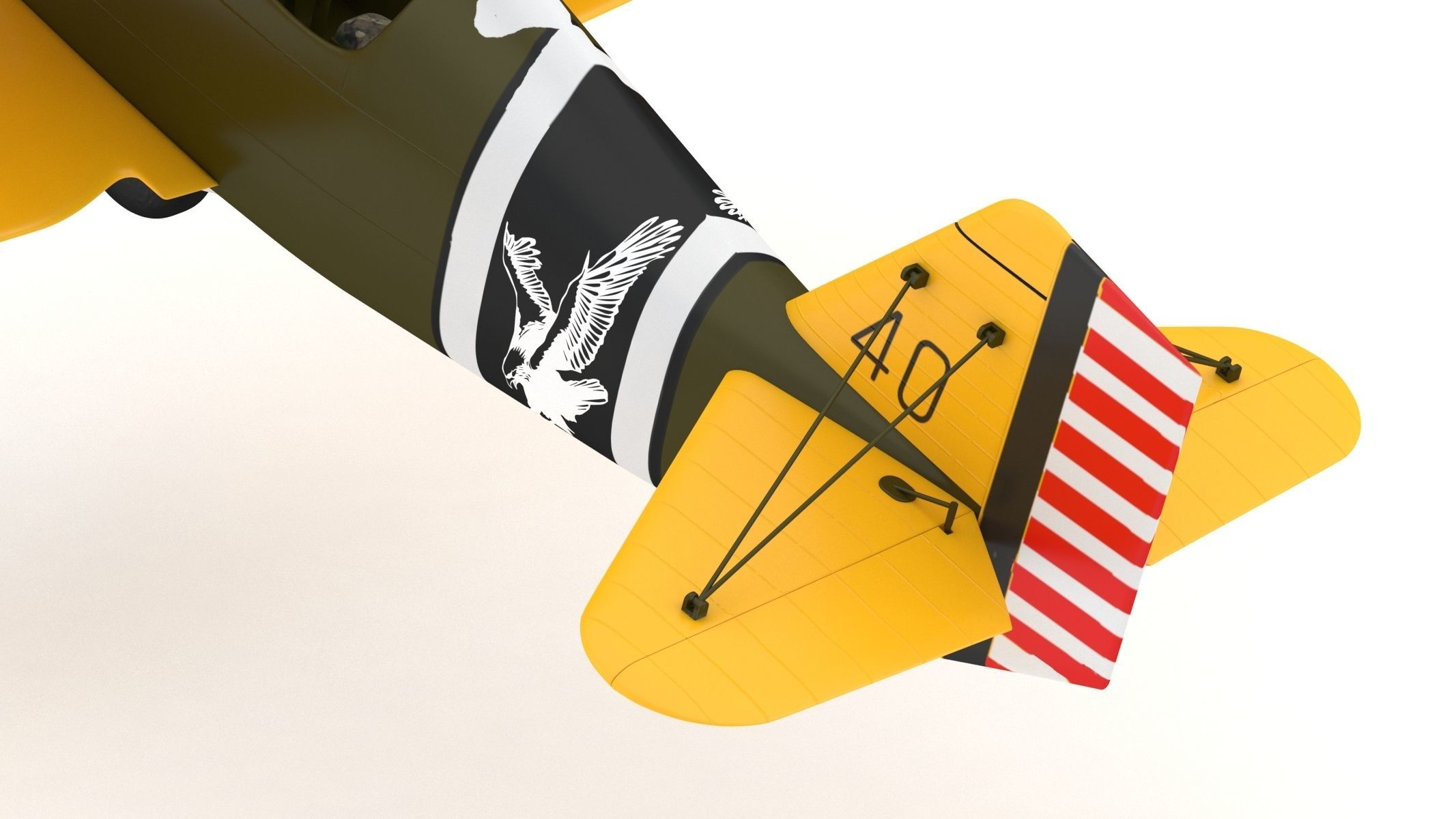 Curtiss P-6 Hawk Vintage Biplane Fighter Aircraft 3D model_14