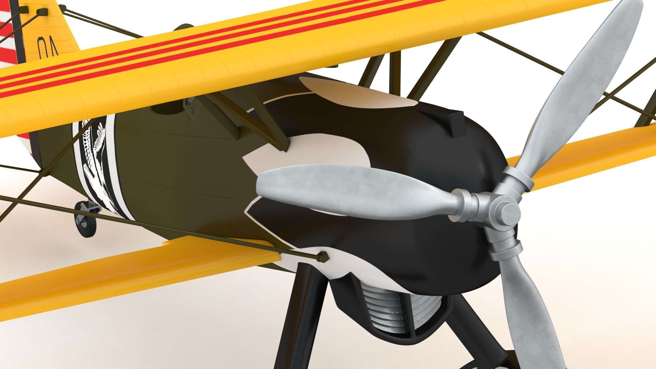 Curtiss P-6 Hawk Vintage Biplane Fighter Aircraft 3D model_11