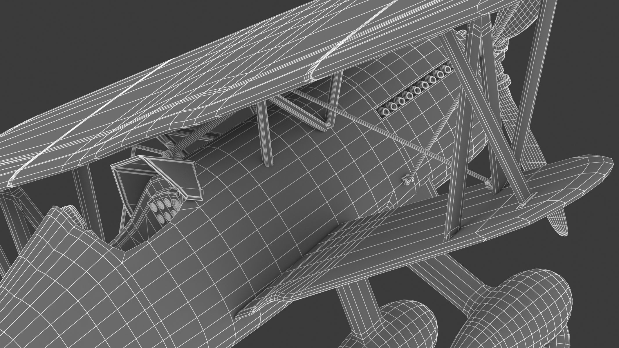 Curtiss P-6 Hawk Vintage Biplane Fighter Aircraft 3D model_32