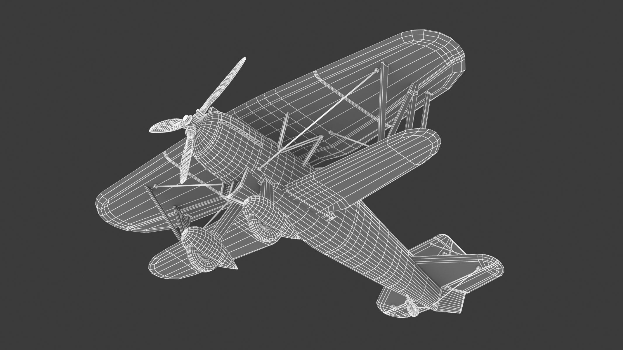 Curtiss P-6 Hawk Vintage Biplane Fighter Aircraft 3D model_26