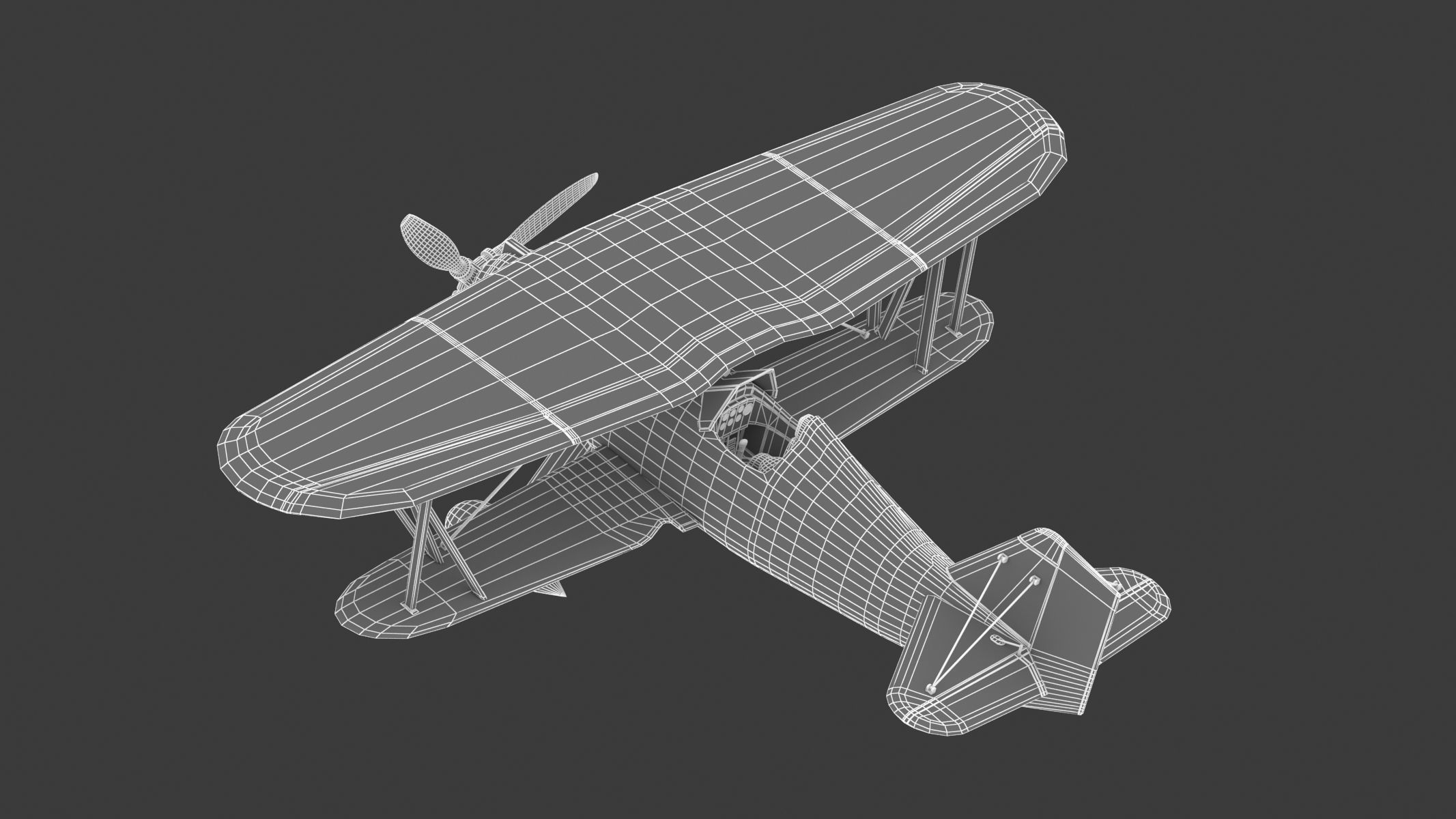 Curtiss P-6 Hawk Vintage Biplane Fighter Aircraft 3D model_24