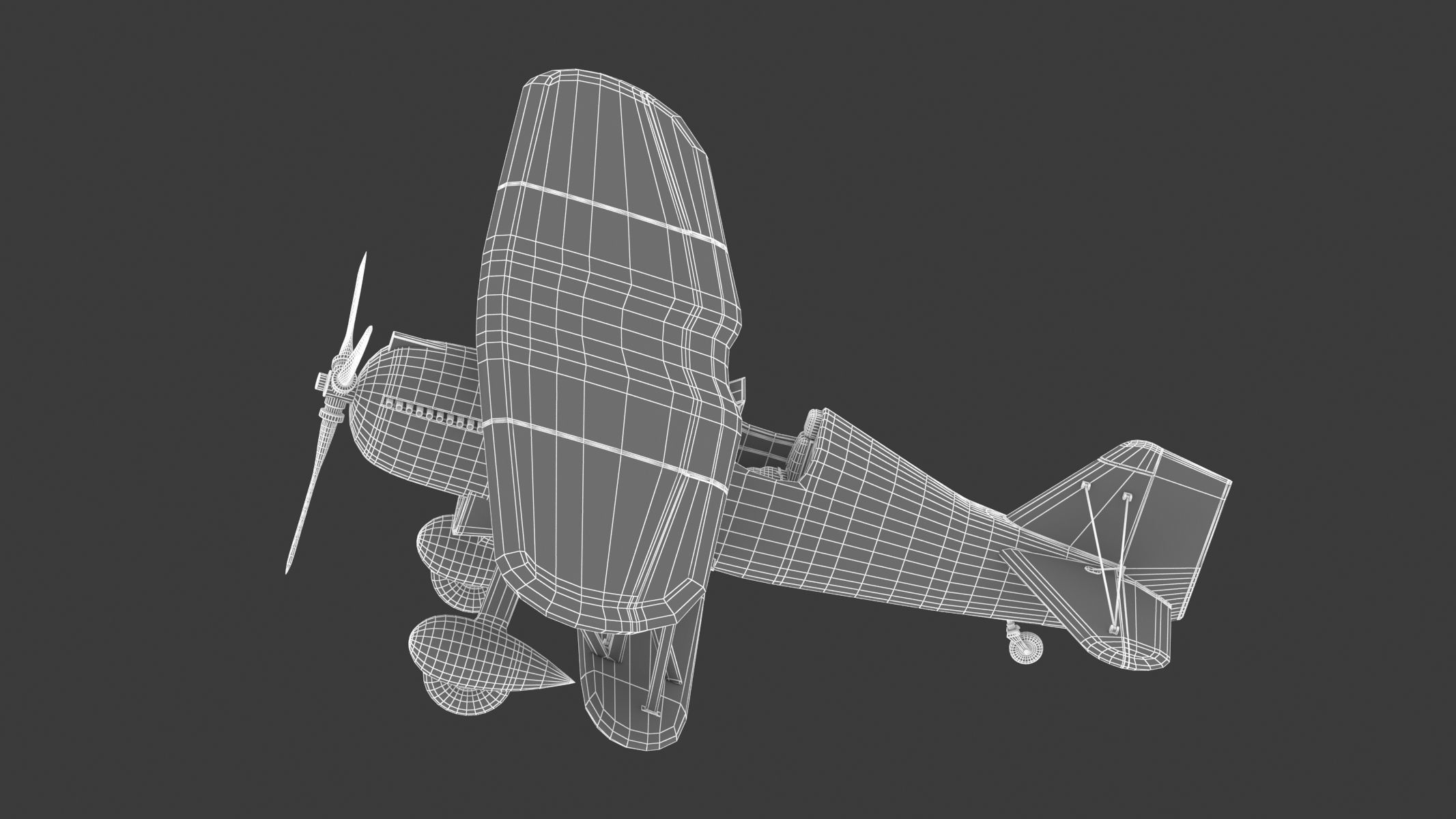 Curtiss P-6 Hawk Vintage Biplane Fighter Aircraft 3D model_25