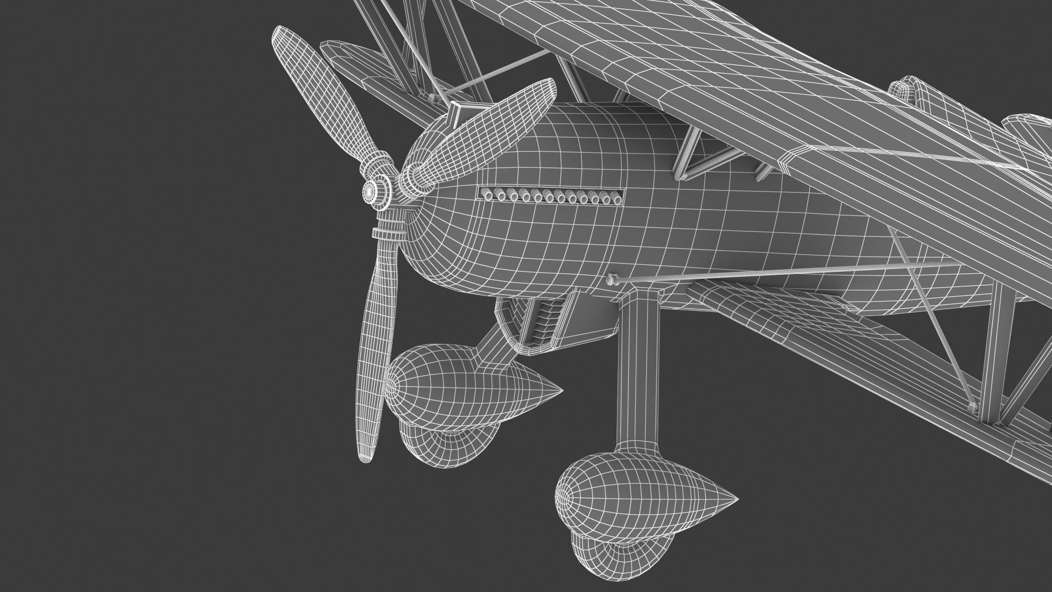 Curtiss P-6 Hawk Vintage Biplane Fighter Aircraft 3D model_30