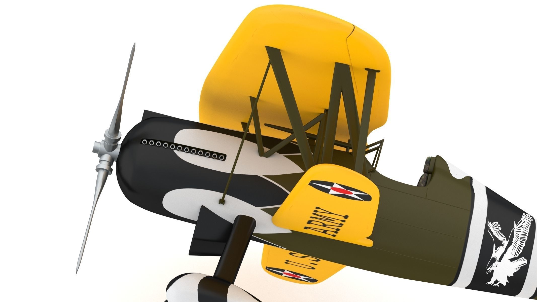 Curtiss P-6 Hawk Vintage Biplane Fighter Aircraft 3D model_15
