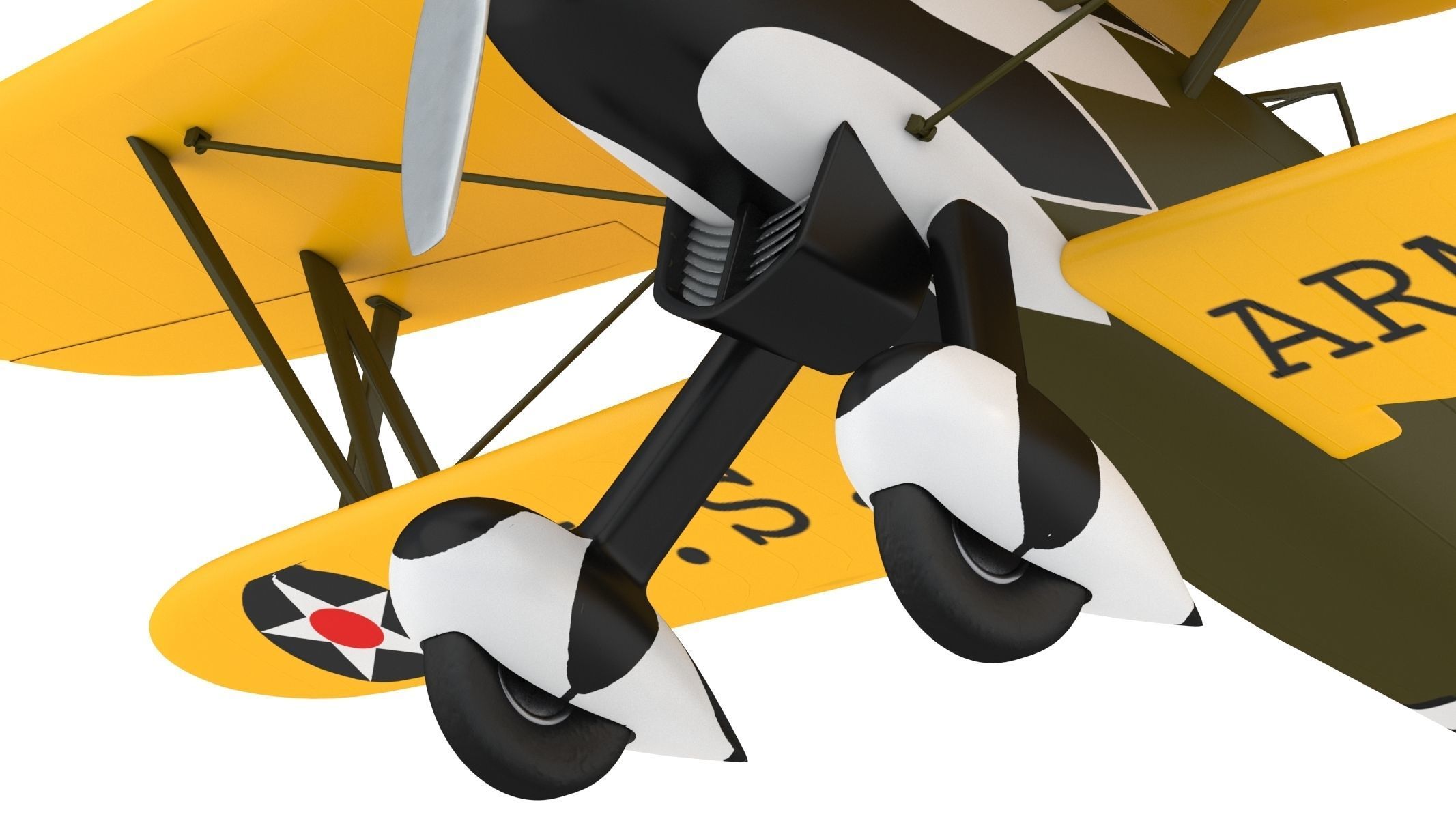 Curtiss P-6 Hawk Vintage Biplane Fighter Aircraft 3D model_16