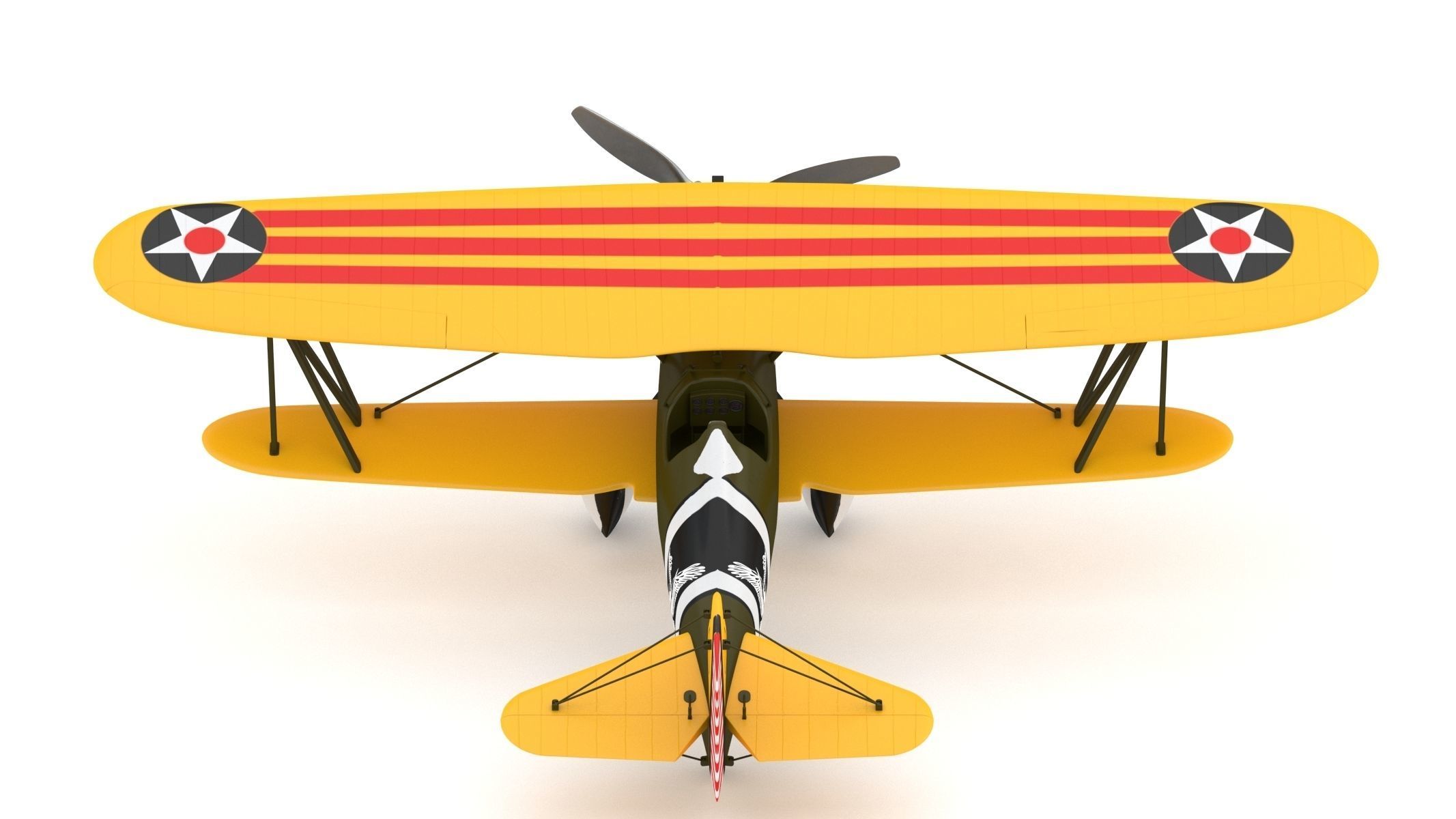 Curtiss P-6 Hawk Vintage Biplane Fighter Aircraft 3D model_3