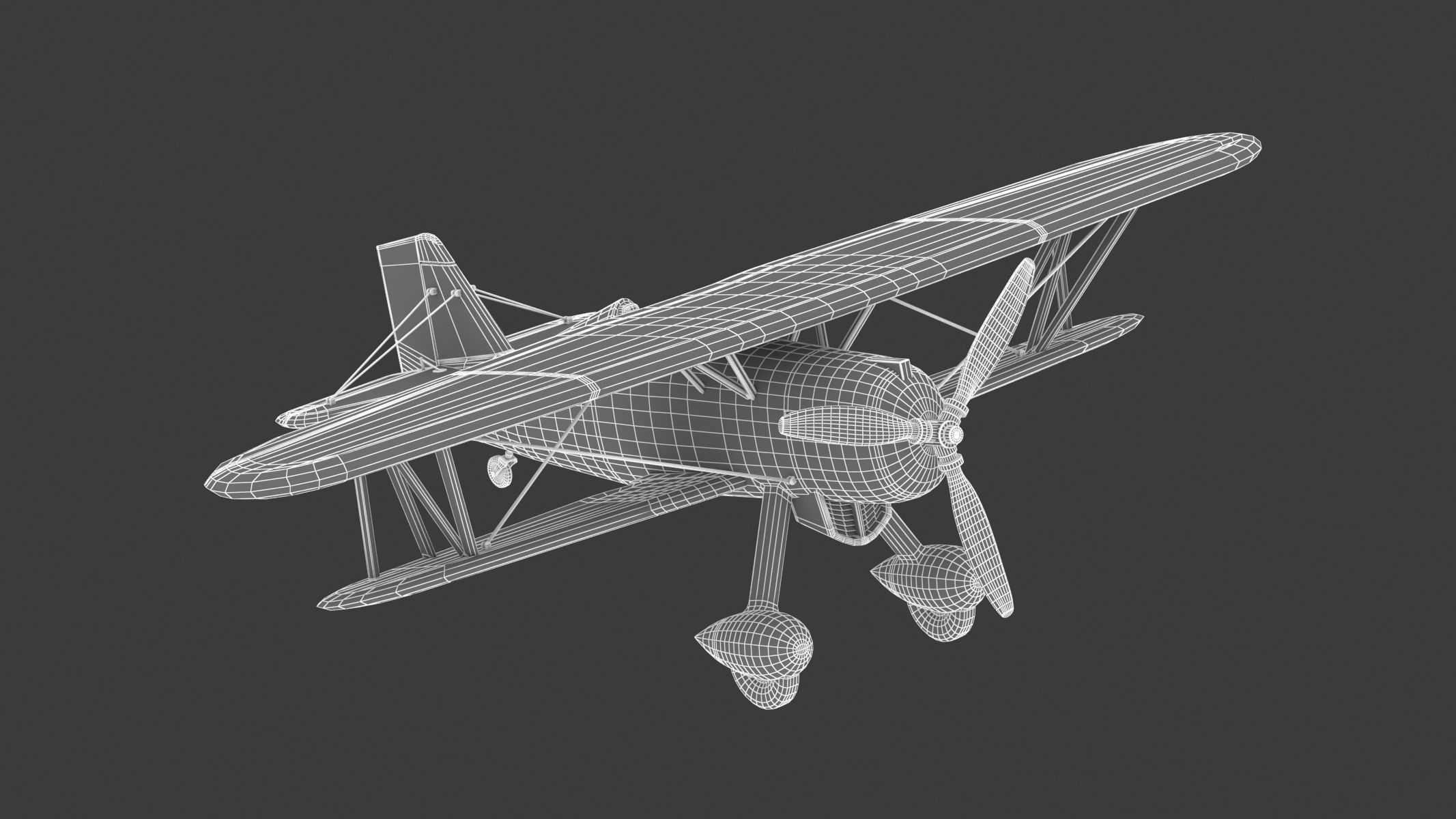 Curtiss P-6 Hawk Vintage Biplane Fighter Aircraft 3D model_21