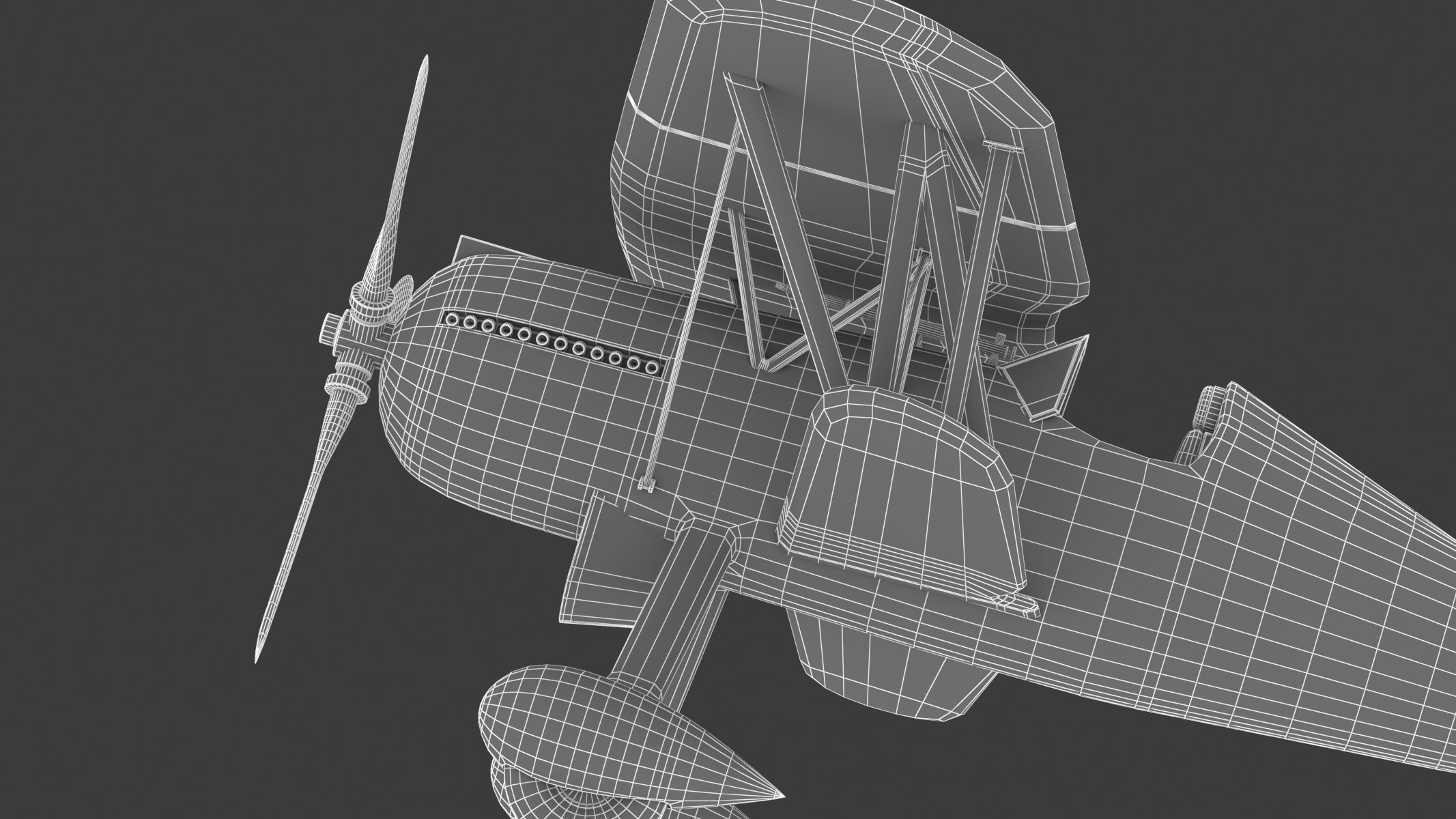 Curtiss P-6 Hawk Vintage Biplane Fighter Aircraft 3D model_35