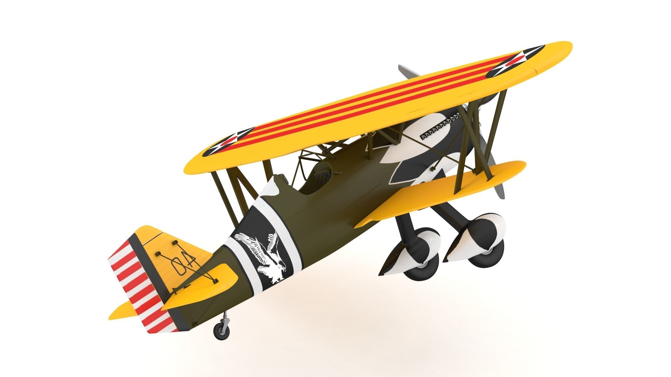 Curtiss P-6 Hawk Vintage Biplane Fighter Aircraft 3D model_8