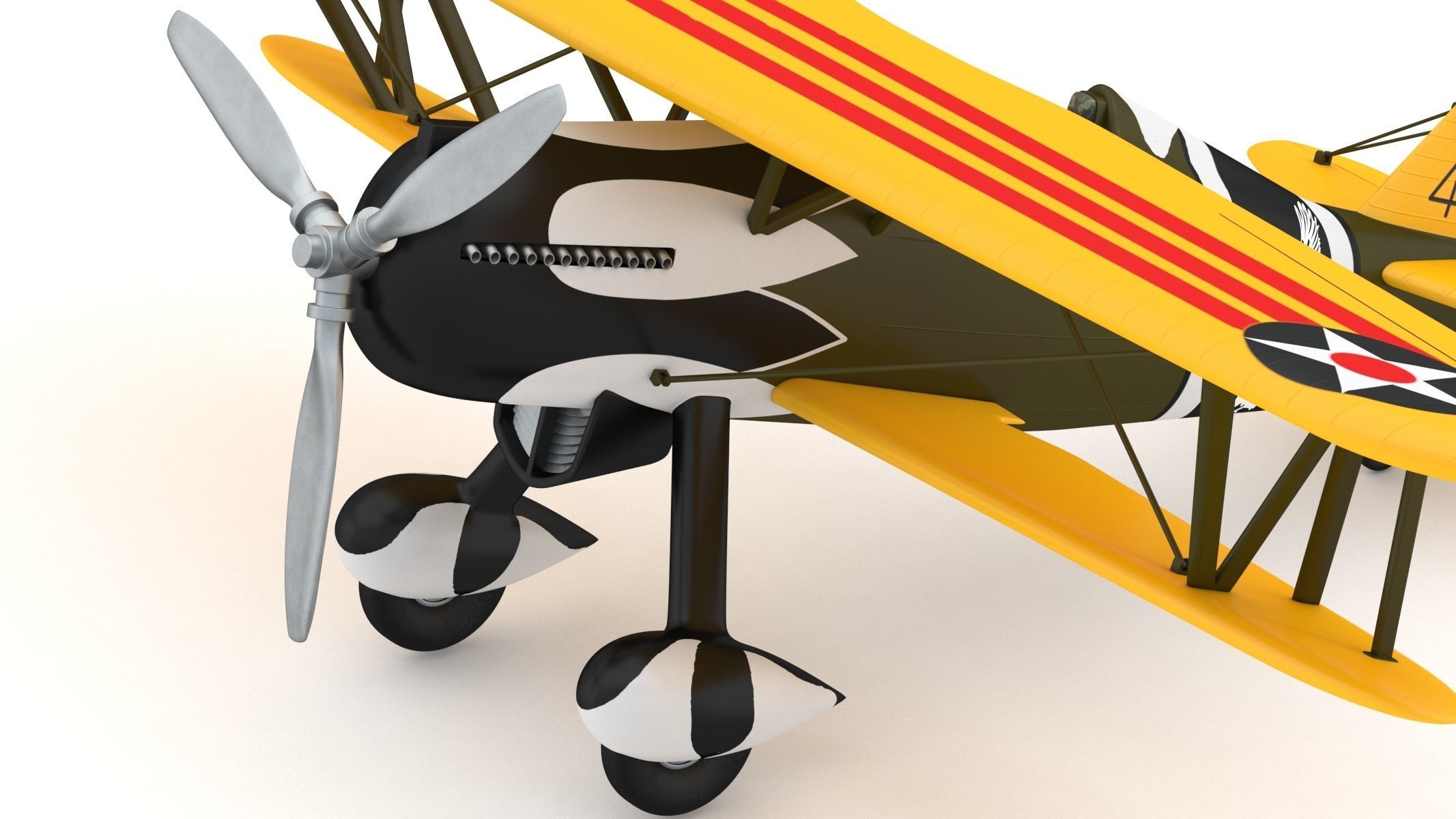 Curtiss P-6 Hawk Vintage Biplane Fighter Aircraft 3D model_10